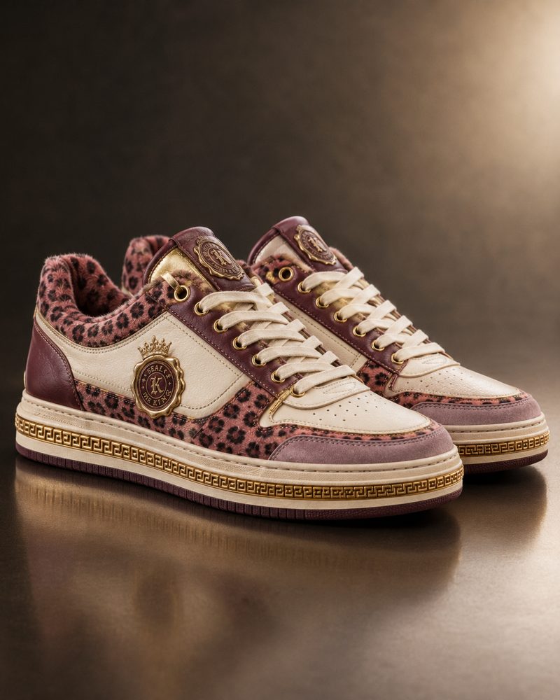 Pink Leopard low-top sneaker — Seal of the King